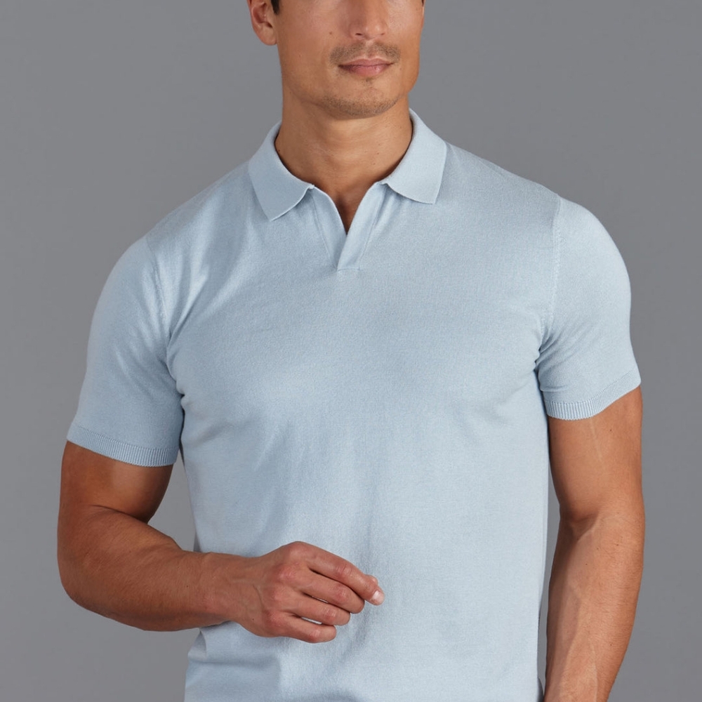 Paul James Knitwear (NWT) MENS ULTRA FINE COTTON BUTTONLESS POLO SHIRT size M